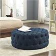 Pemberly Row Modern Upholstered Fabric and Solid Wood Ottoman in Azure
