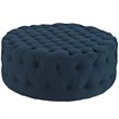Pemberly Row Modern Upholstered Fabric and Solid Wood Ottoman in Azure