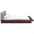 Pemberly Row Queen Wood Polyester Fabric Platform Bed in Walnut/Gray