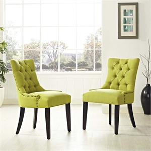 Pemberly Row 20.5&quot Fabric Dining Side Chair in Wheatgrass Green (Set of 2)