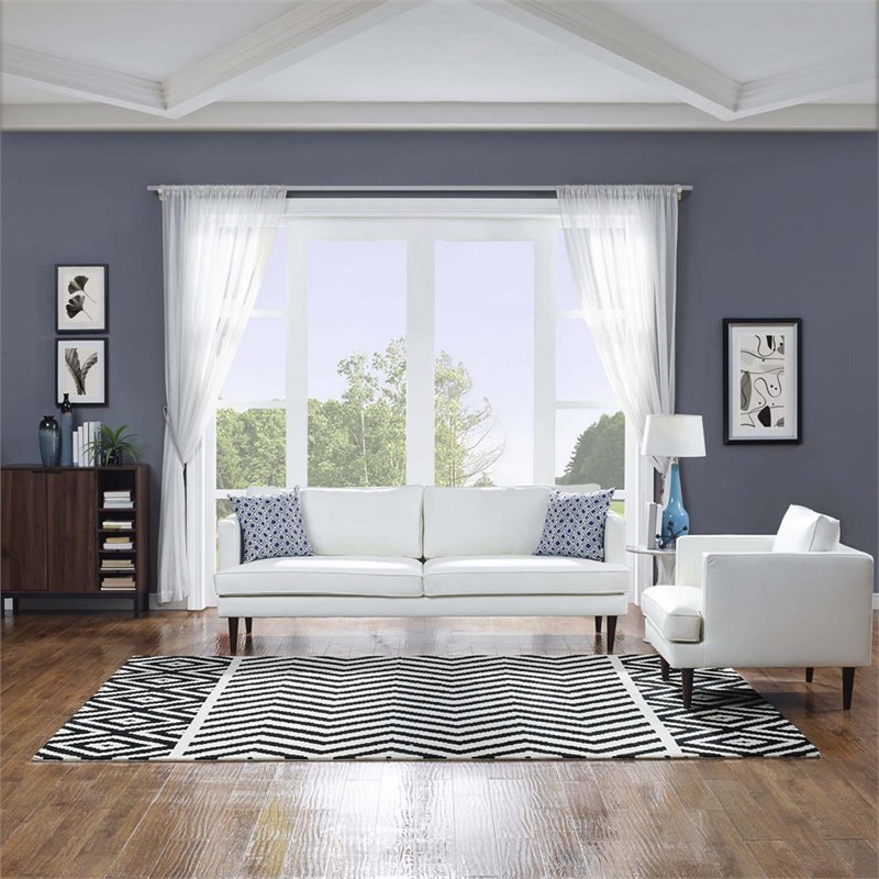 Pemberly Row Contemporary 8' x 10' Area Rug in Black and White