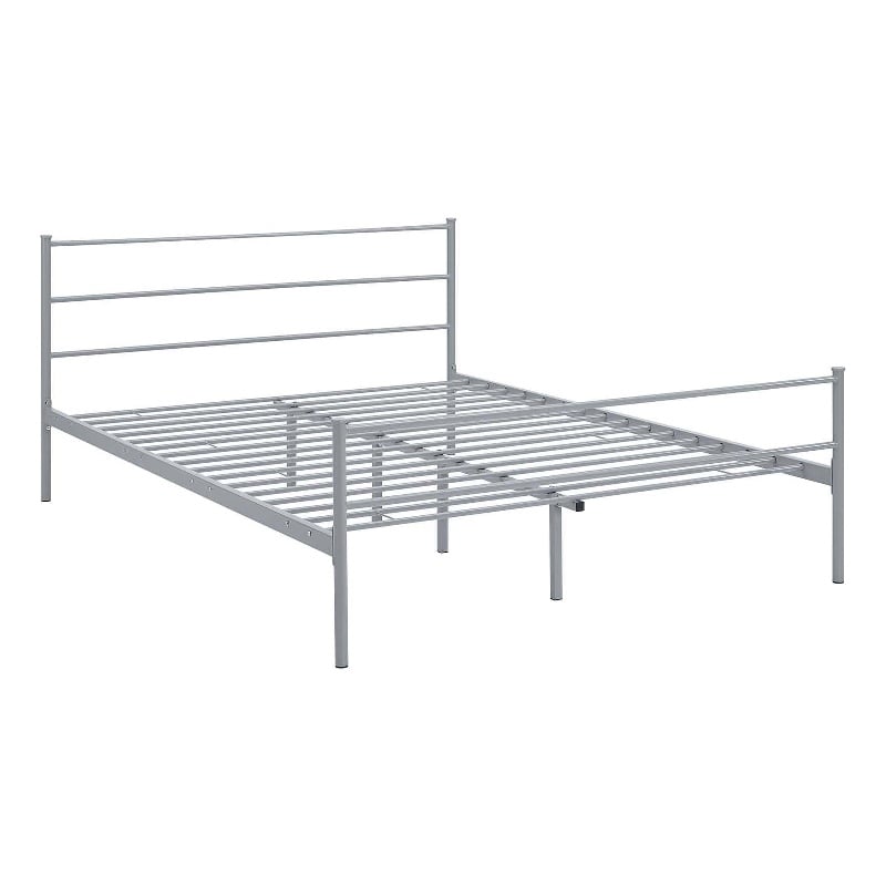 Pemberly Row Powder Coated Sturdy Steel Full Platform Bed Frame in Gray