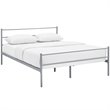 Pemberly Row Powder Coated Sturdy Steel Full Platform Bed Frame in Gray