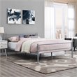 Pemberly Row Powder Coated Sturdy Steel Queen Platform Bed Frame in Gray