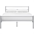 Pemberly Row Powder Coated Sturdy Steel Queen Platform Bed Frame in Gray