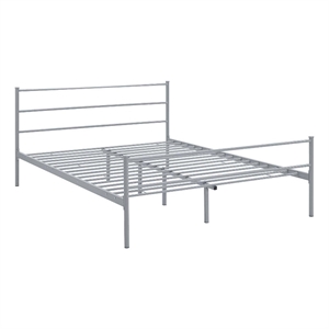 Pemberly Row Powder Coated Sturdy Steel Queen Platform Bed Frame in Gray