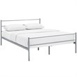 Pemberly Row Powder Coated Sturdy Steel Queen Platform Bed Frame in Gray