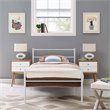 Pemberly Row Powder Coated Sturdy Steel Twin Platform Bed Frame in White
