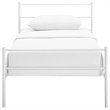 Pemberly Row Powder Coated Sturdy Steel Twin Platform Bed Frame in White