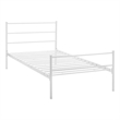 Pemberly Row Powder Coated Sturdy Steel Twin Platform Bed Frame in White
