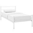 Pemberly Row Powder Coated Sturdy Steel Twin Platform Bed Frame in White