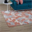 Pemberly Row Contemporary Mosaic 5' x 8' Area Rug in Coral and Blue