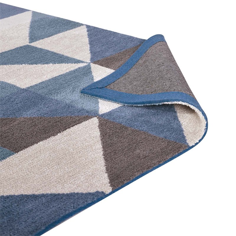 Pemberly Row Contemporary Mosaic 5' x 8' Area Rug in Blue and Gray