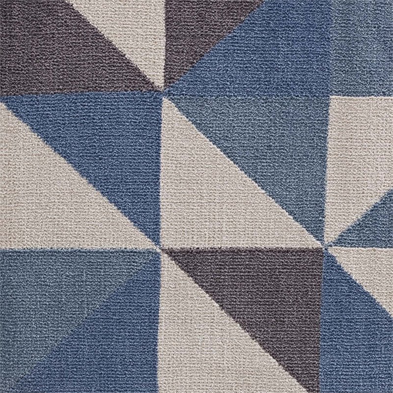 Pemberly Row Contemporary Mosaic 5' x 8' Area Rug in Blue and Gray