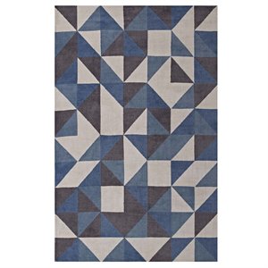 Pemberly Row Contemporary Mosaic 5' x 8' Area Rug in Blue and Gray
