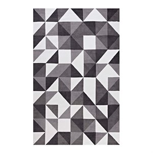 Pemberly Row Contemporary Mosaic 8' x 10' Area Rug in Gray and White