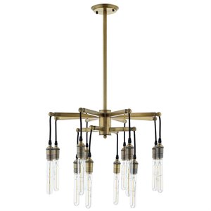 Pemberly Row 12-Light Modern Metal Chandelier in Antique Brass