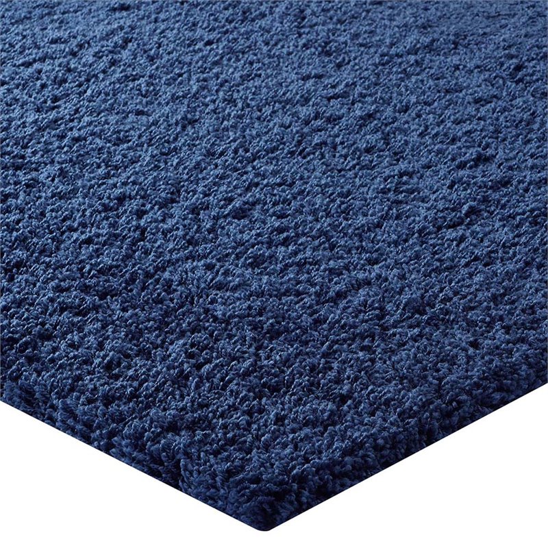 Pemberly Row Contemporary 5' x 8' Shag Area Rug in Navy Finish