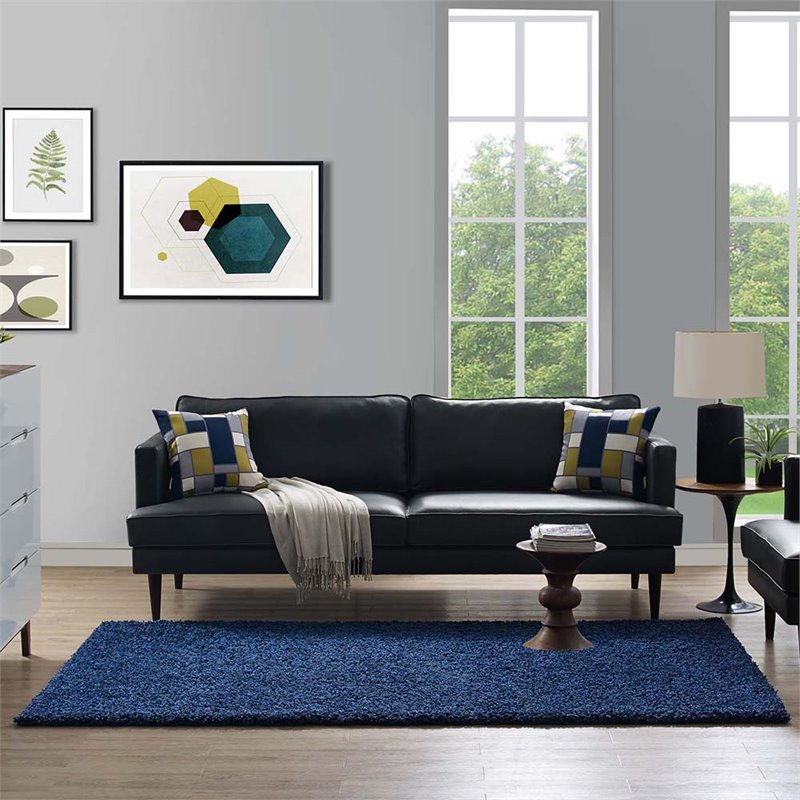 Pemberly Row Contemporary 5' x 8' Shag Area Rug in Navy Finish