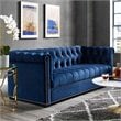 Pemberly Row Tufted Performance Velvet Sofa in Midnight Blue & Black