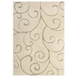 Pemberly Row 5' x 8' Scrolling Vine Shag Area Rug in Cream and Beige