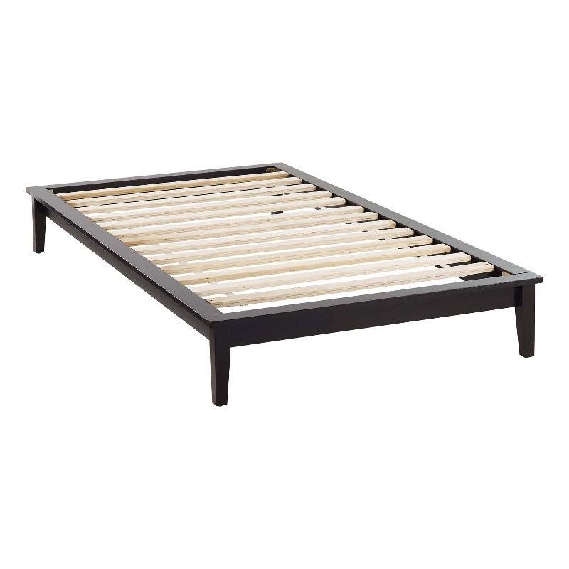 Pemberly Row Twin Modern Solid Wood Platform Bed Frame in Cappuccino