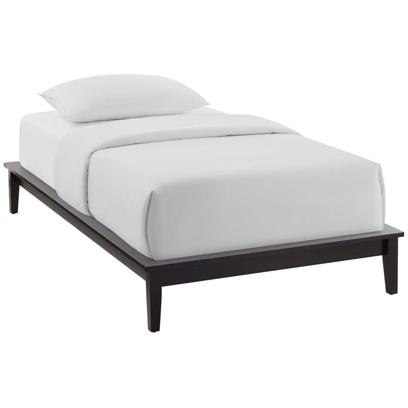 Pemberly Row Twin Modern Solid Wood Platform Bed Frame in Cappuccino