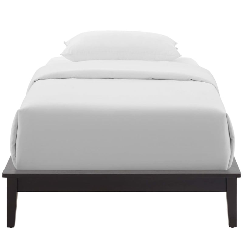 Pemberly Row Twin Modern Solid Wood Platform Bed Frame in Cappuccino