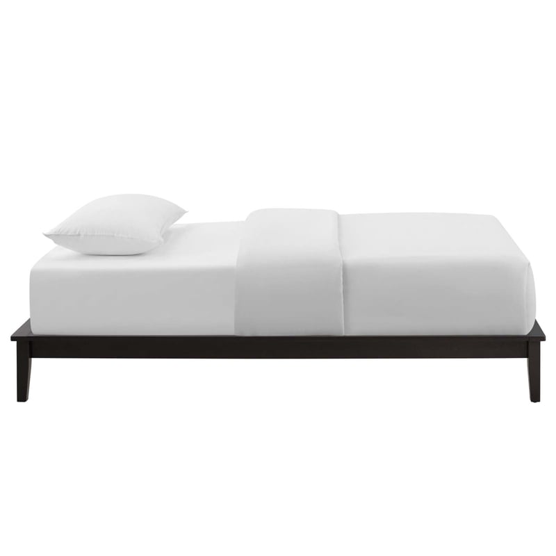Pemberly Row Twin Modern Solid Wood Platform Bed Frame in Cappuccino