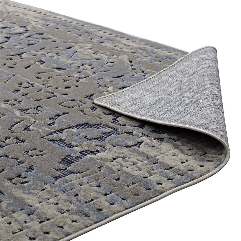 Pemberly Row Contemporary 8' x 10' Turkish Area Rug in Blue and Cream