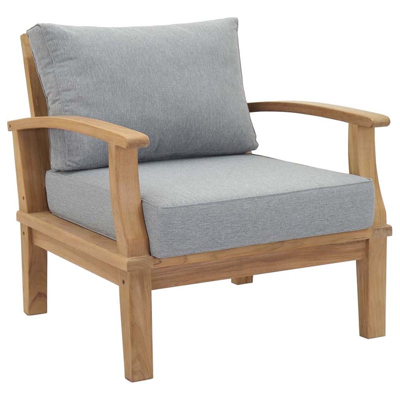 Pemberly Row Modern Wood 3-Piece Conversation Set in Natural/Gray