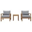 Pemberly Row Modern Wood 3-Piece Conversation Set in Natural/Gray