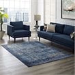 Pemberly Row 5' x 8' Floral Lattice Area Rug in Dark Blue and Yellow