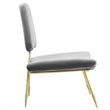 Pemberly Row Performance Velvet Lounge Chair in Gray and Gold