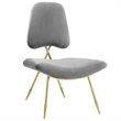 Pemberly Row Performance Velvet Lounge Chair in Gray and Gold