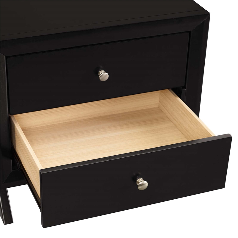 Pemberly Row Modern Rubberwood and MDF Nightstand in Cappuccino