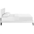 Pemberly Row Queen Vinyl Platform Bed with Round Splayed Legs in White
