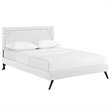 Pemberly Row Queen Vinyl Platform Bed with Round Splayed Legs in White