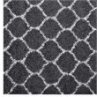 Pemberly Row 5' x 8' Moroccan Trellis Shag Area Rug in Gray and Ivory