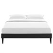 Pemberly Row Full Vinyl Bed Frame with Squared Tapered Legs in Black