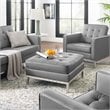 Pemberly Row Tufted Upholstered Faux Leather Ottoman in Silver and Gray