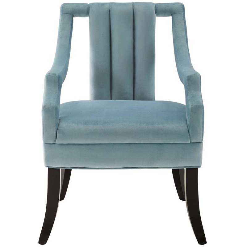 Pemberly Row Modern Performance Velvet Accent Chair in Light Blue