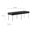 Pemberly Row Tufted Vegan Leather Stainless Steel Bench in Silver/Black