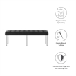 Pemberly Row Tufted Vegan Leather Stainless Steel Bench in Silver/Black