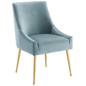 Pemberly Row 19&quot Upholstered Performance Velvet Dining Chair in Light Blue