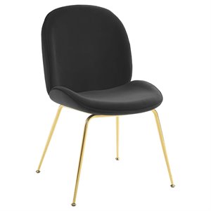 Pemberly Row 17.5&quot Stainless Steel Performance Velvet Dining Chair in Black/Gold