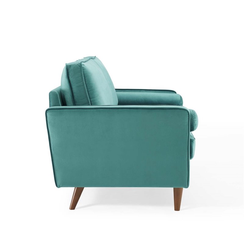Pemberly Row Modern Style Performance Velvet Sofa in Teal Finish