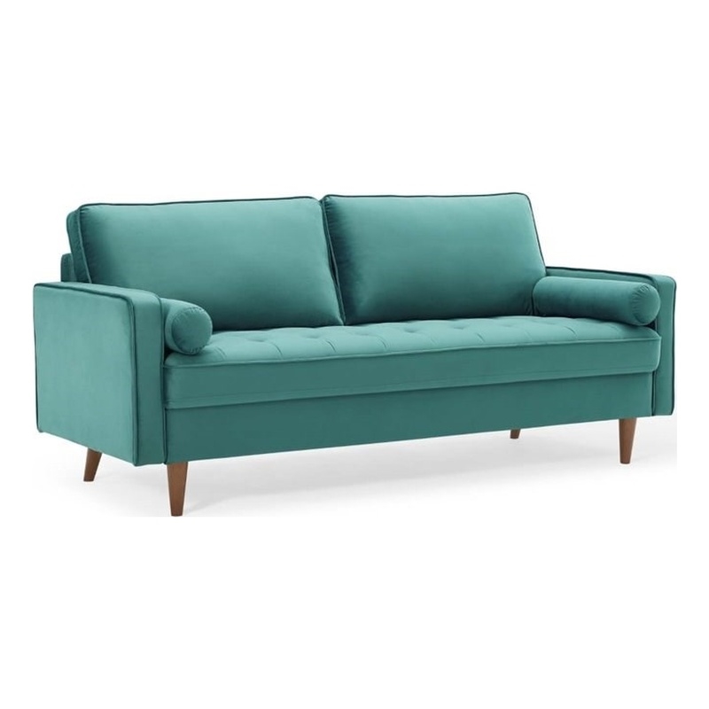 Pemberly Row Modern Style Performance Velvet Sofa in Teal Finish