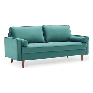 Pemberly Row Modern Style Performance Velvet Sofa in Teal Finish