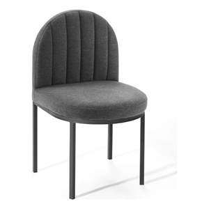 Pemberly Row 18&quot Channel Tufted Fabric Dining Side Chair in Black/Charcoal
